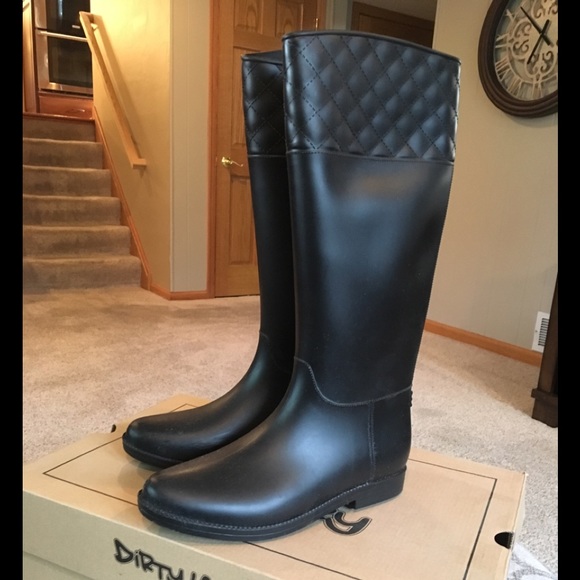 Dirty Laundry Shoes - Black Tall Rainboots